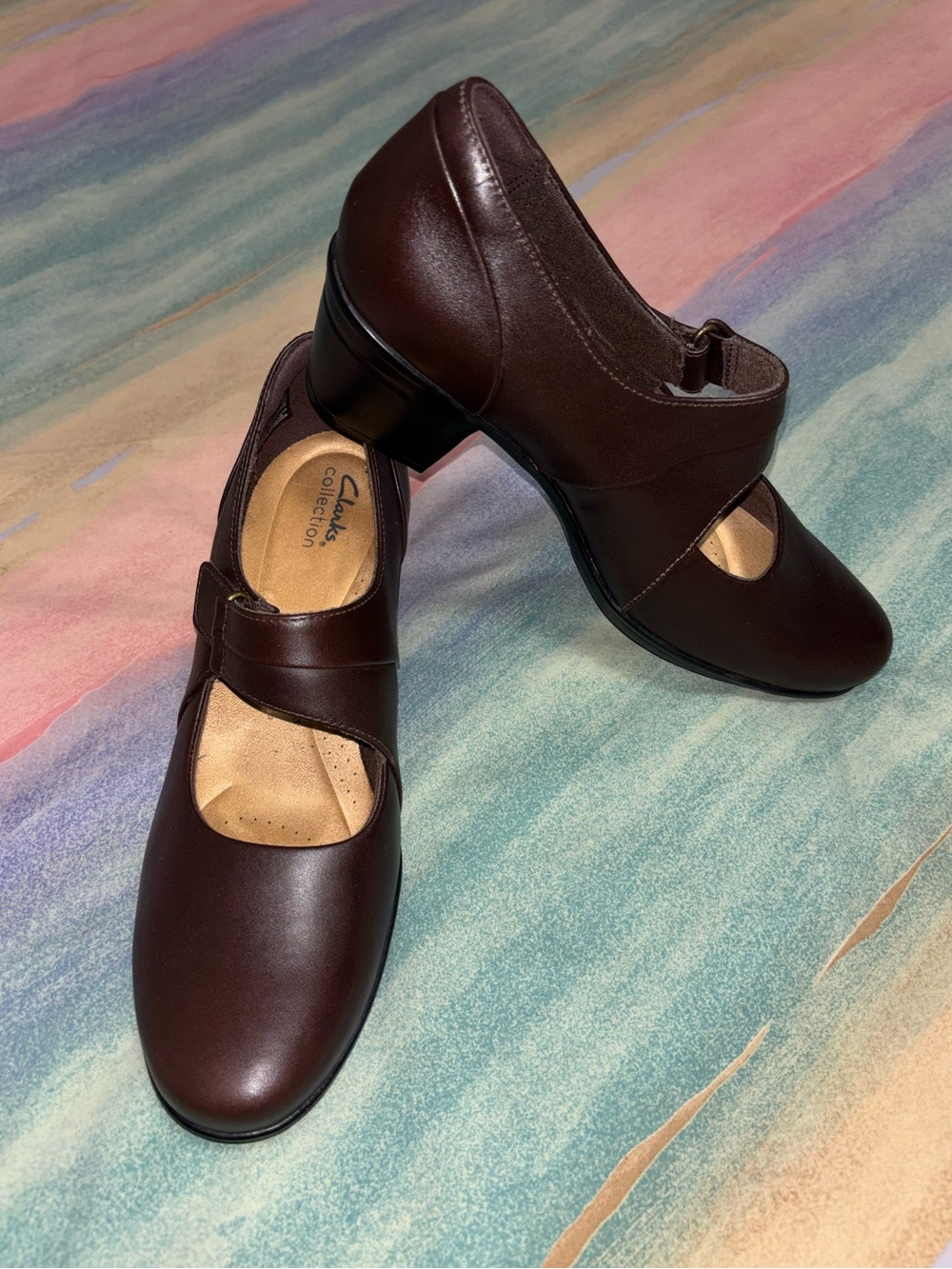 Clarks Collection Women's 10 Emslie Lulin Mary Jane Pumps Heels Brown Leather - Picture 4 of 10